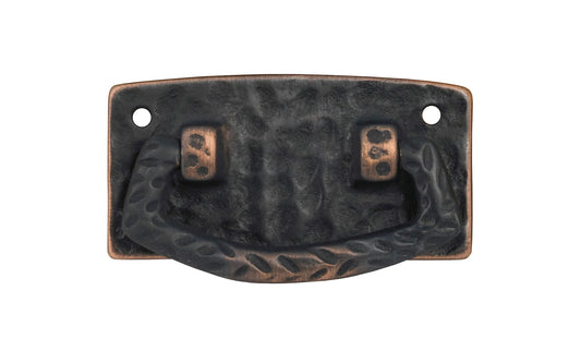 Vintage-style Hardware · Solid Brass Hammered Drop Pull. The pull plate has a hammered surface that gives a rustic & stylish look. Designed in the Mission or Arts & Crafts style, Gustav Stickley style hardware. Antique copper finish trim.