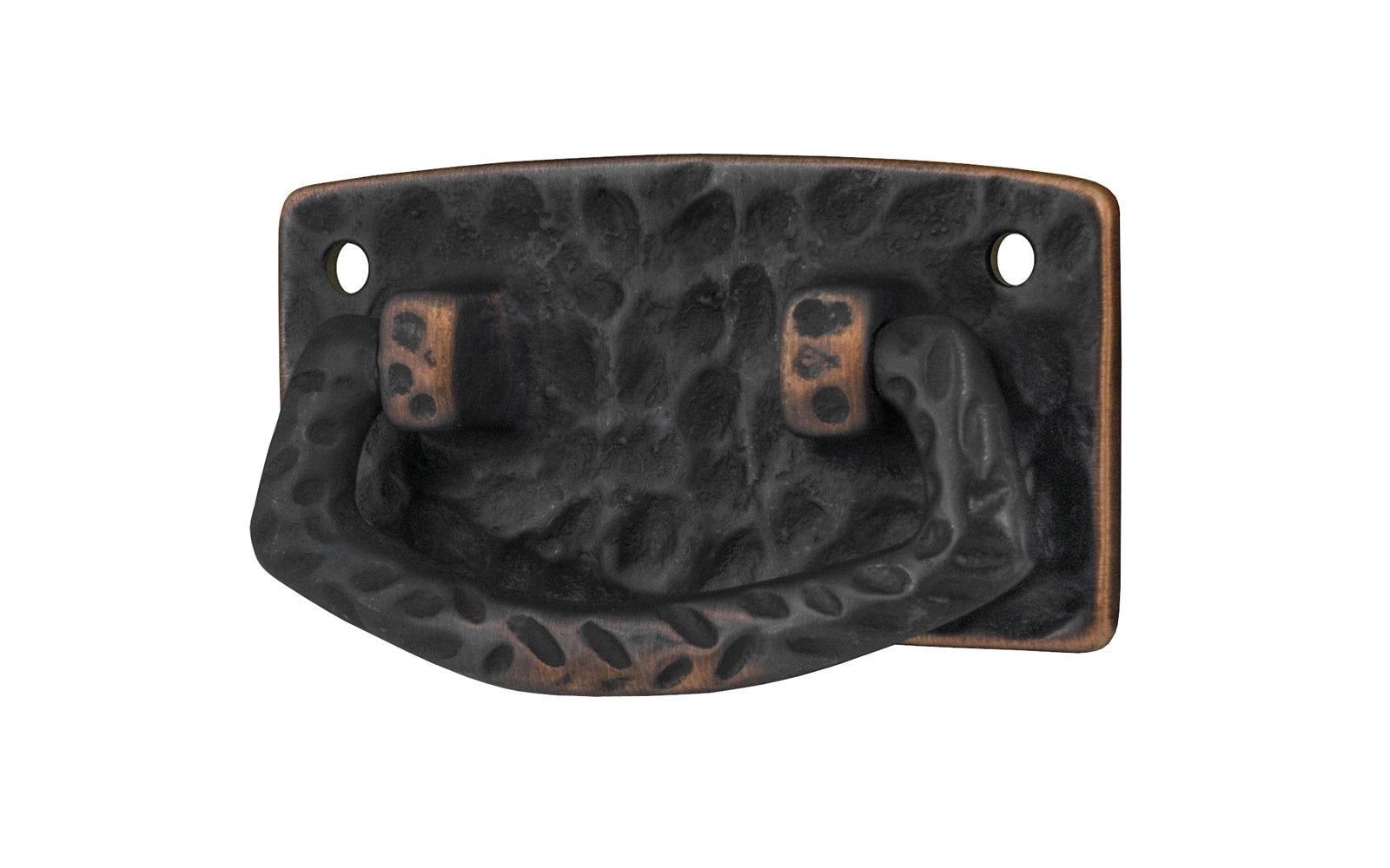 Vintage-style Hardware · Solid Brass Hammered Drop Pull. The pull plate has a hammered surface that gives a rustic & stylish look. Designed in the Mission or Arts & Crafts style, Gustav Stickley style hardware. Antique copper finish trim.