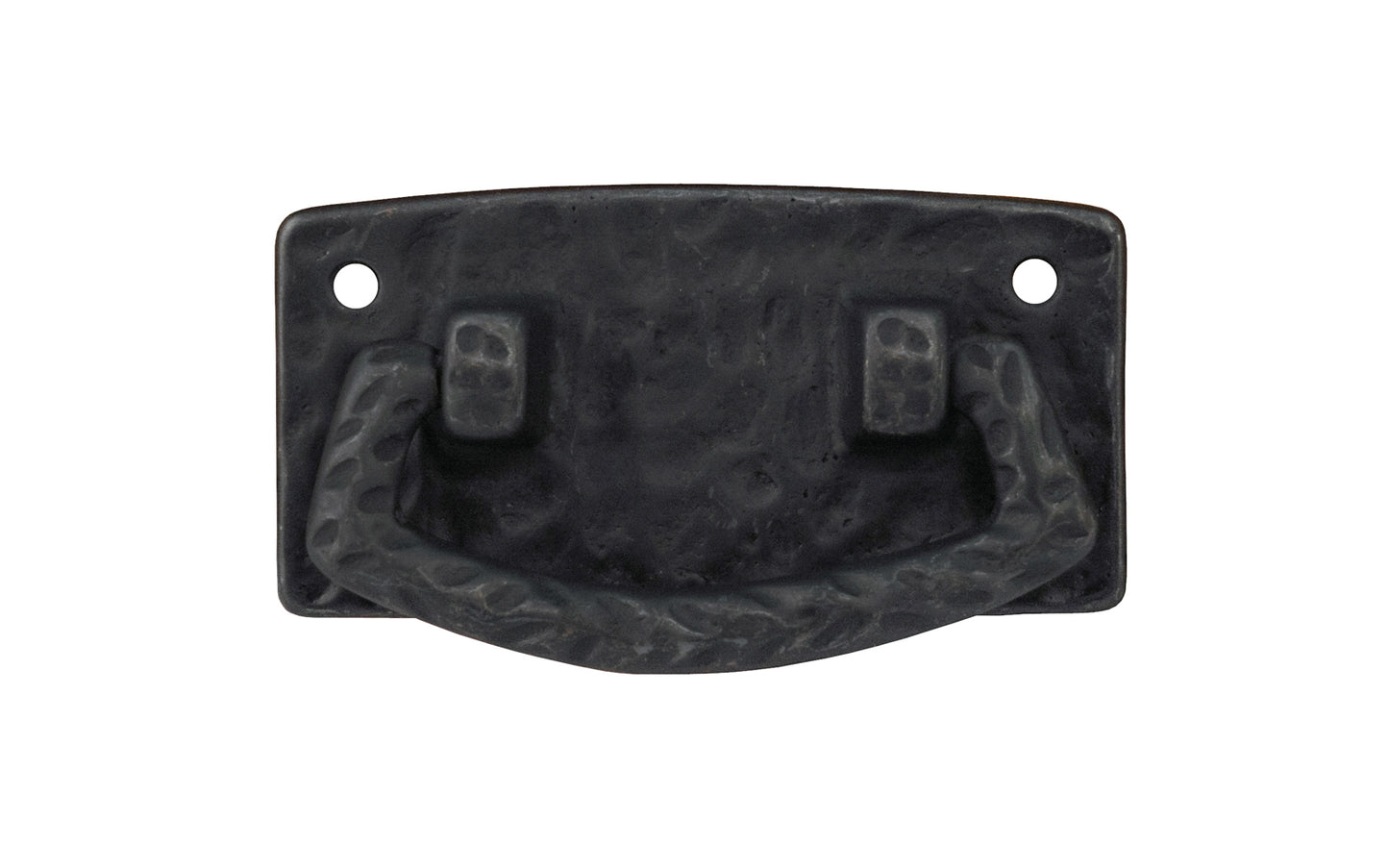 Vintage-style Hardware · Solid Brass Hammered Drop Pull. The pull plate has a hammered surface that gives a rustic & stylish look. Designed in the Mission or Arts & Crafts style, Gustav Stickley style hardware. Black finish