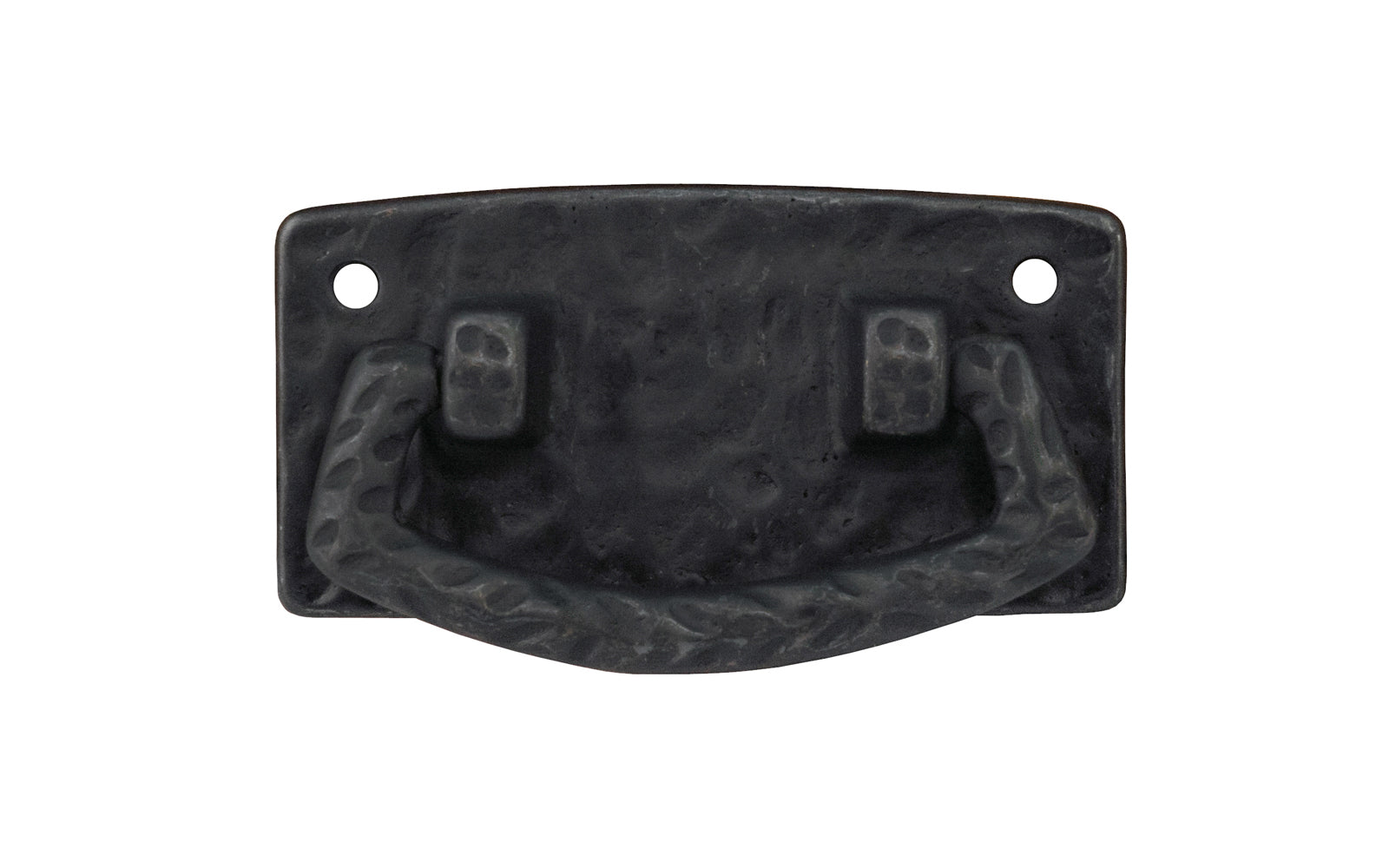 Vintage-style Hardware · Solid Brass Hammered Drop Pull. The pull plate has a hammered surface that gives a rustic & stylish look. Designed in the Mission or Arts & Crafts style, Gustav Stickley style hardware. Black finish