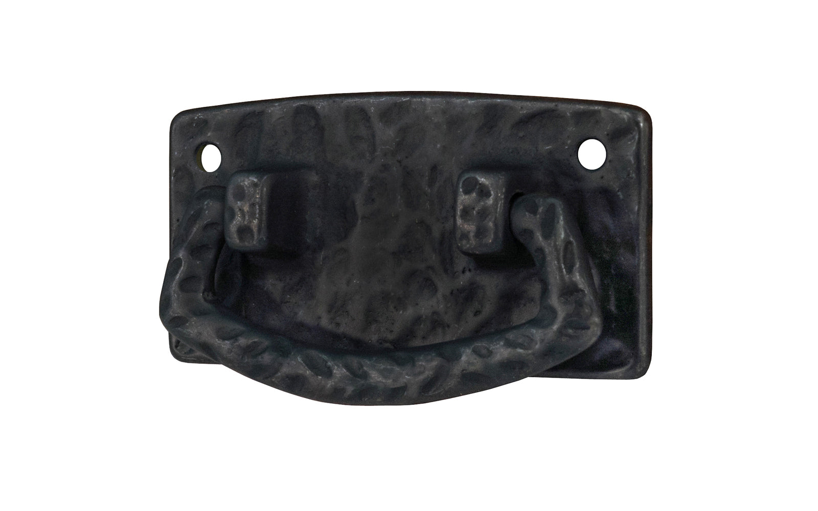 Vintage-style Hardware · Solid Brass Hammered Drop Pull. The pull plate has a hammered surface that gives a rustic & stylish look. Designed in the Mission or Arts & Crafts style, Gustav Stickley style hardware. Black finish