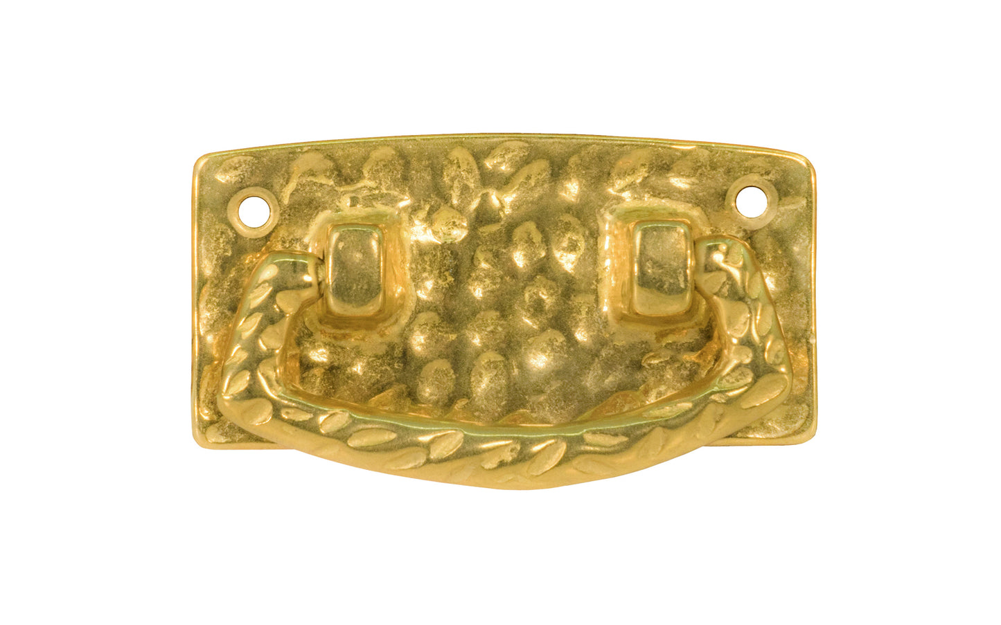 Vintage-style Hardware · Solid Brass Hammered Drop Pull. The pull plate has a hammered surface that gives a rustic & stylish look. Designed in the Mission or Arts & Crafts style, Gustav Stickley style hardware. Unlacquered Brass (non-lacquered brass) 