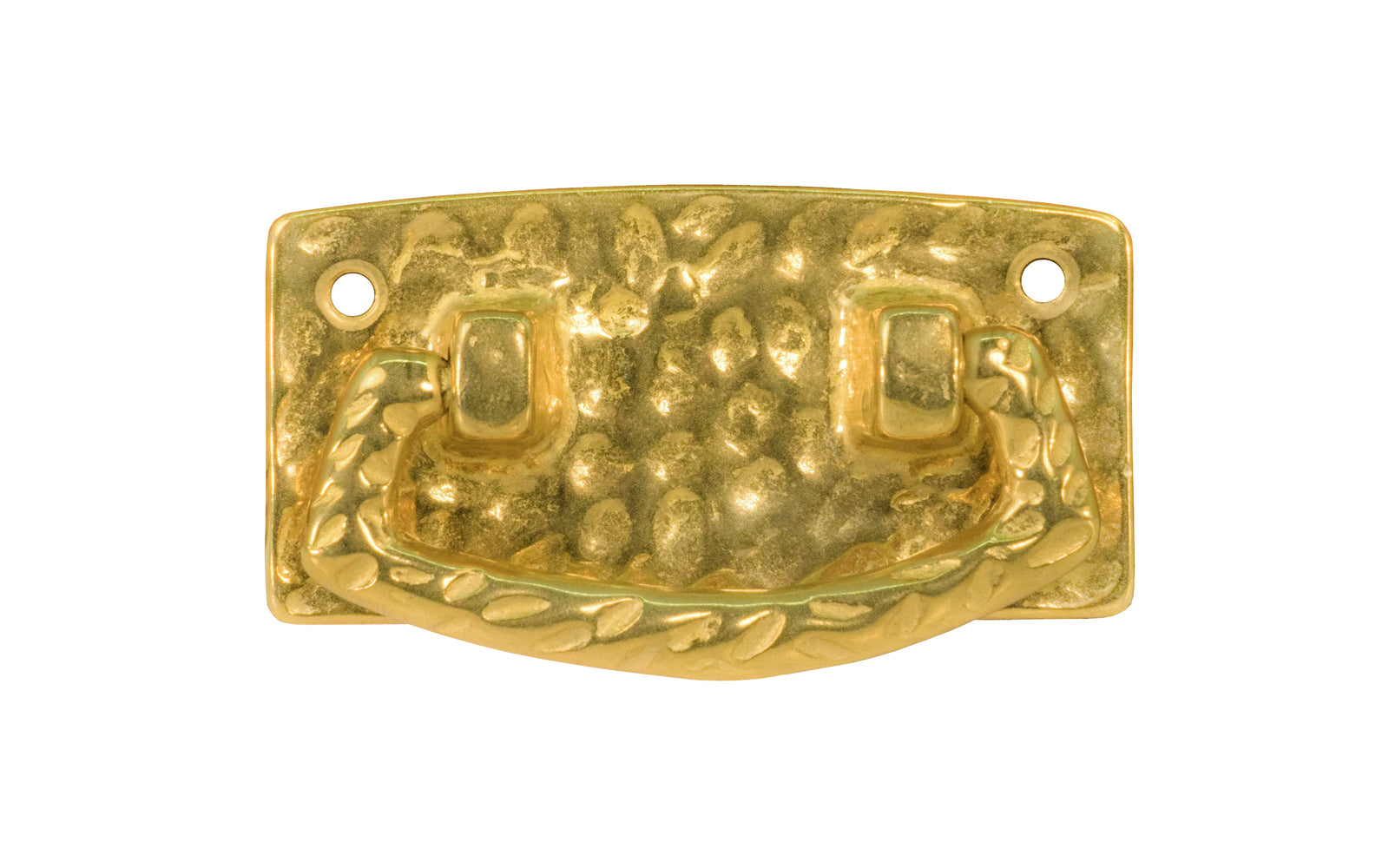 Vintage-style Hardware · Solid Brass Hammered Drop Pull. The pull plate has a hammered surface that gives a rustic & stylish look. Designed in the Mission or Arts & Crafts style, Gustav Stickley style hardware. Unlacquered Brass (non-lacquered brass) 