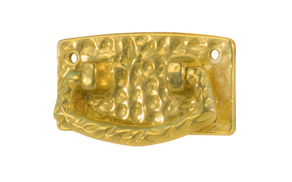 Vintage-style Hardware · Solid Brass Hammered Drop Pull. The pull plate has a hammered surface that gives a rustic & stylish look. Designed in the Mission or Arts & Crafts style, Gustav Stickley style hardware. Unlacquered Brass (non-lacquered brass) 