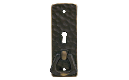 Vintage-style Hardware · Solid Brass Hammered Keyhole & Drop Pull. The finger pull has a hammered surface that gives a rustic & stylish look. Designed in the Mission or Arts & Crafts style, Gustav Stickley style hardware. Antique brass finish trim 