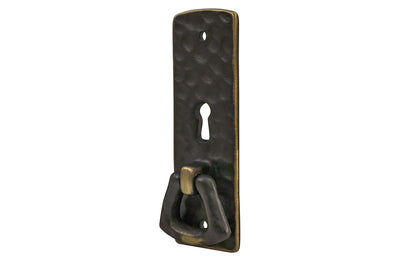 Vintage-style Hardware · Solid Brass Hammered Keyhole & Drop Pull. The finger pull has a hammered surface that gives a rustic & stylish look. Designed in the Mission or Arts & Crafts style, Gustav Stickley style hardware. Antique brass finish trim 