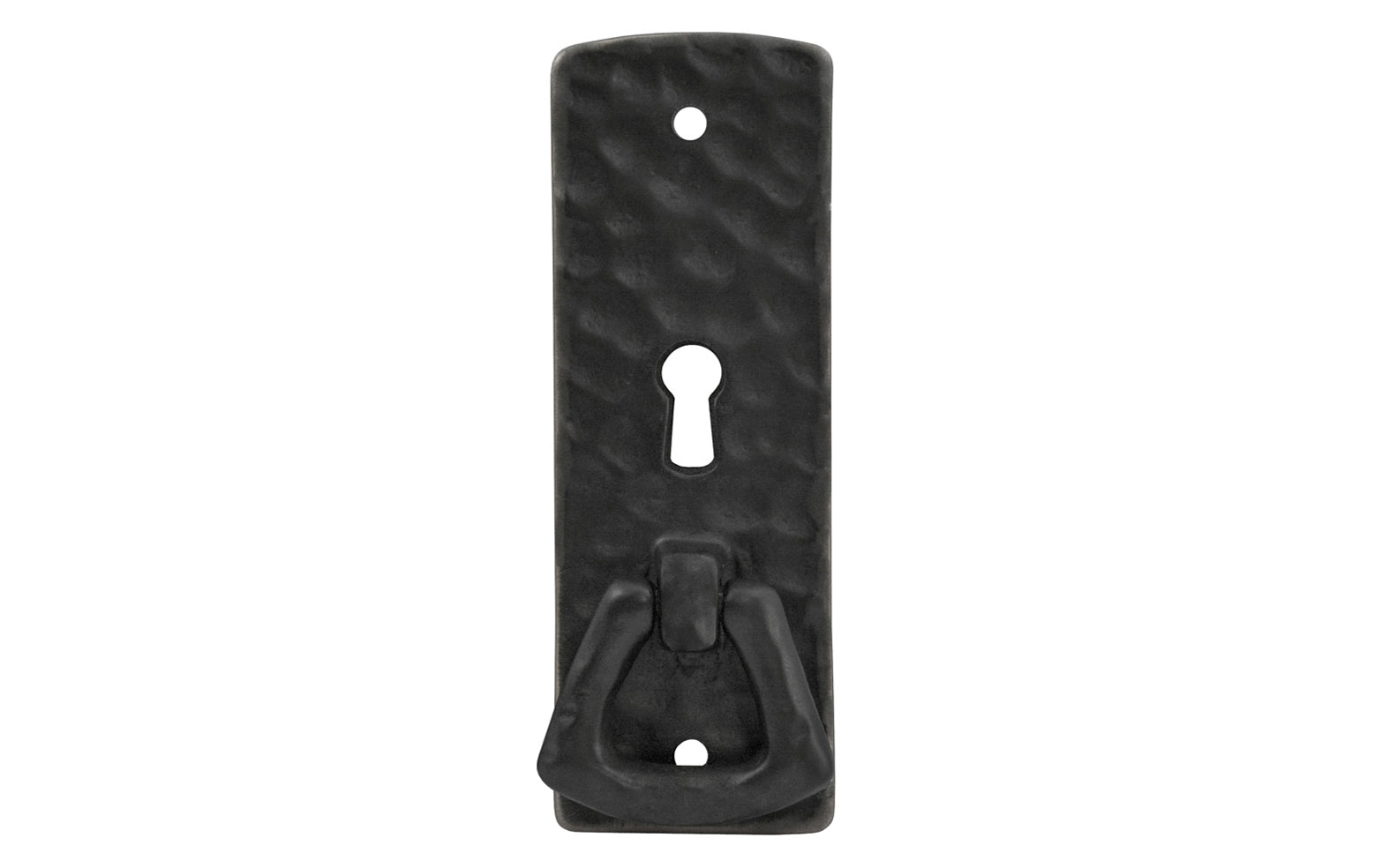 Vintage-style Hardware · Solid Brass Hammered Keyhole & Drop Pull. The finger pull has a hammered surface that gives a rustic & stylish look. Designed in the Mission or Arts & Crafts style, Gustav Stickley style hardware. Flat black finish.