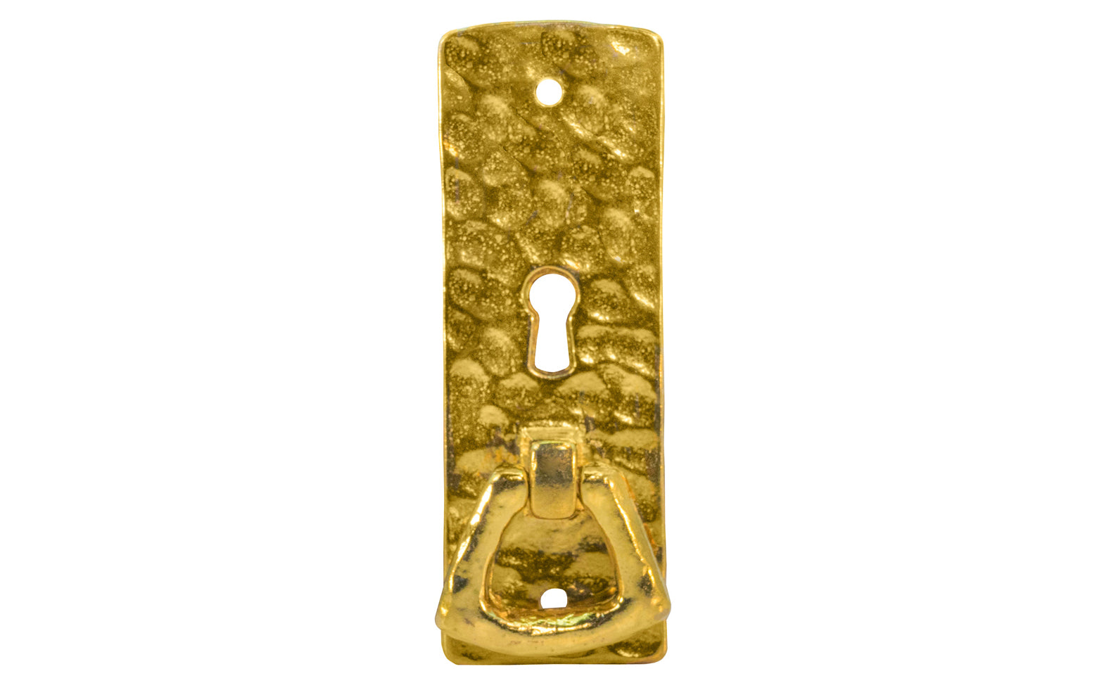 Vintage-style Hardware · Solid Brass Hammered Keyhole & Drop Pull. The finger pull has a hammered surface that gives a rustic & stylish look. Designed in the Mission or Arts & Crafts style, Gustav Stickley style hardware. Unlacquered brass (will patina naturally). Non-lacquered brass.