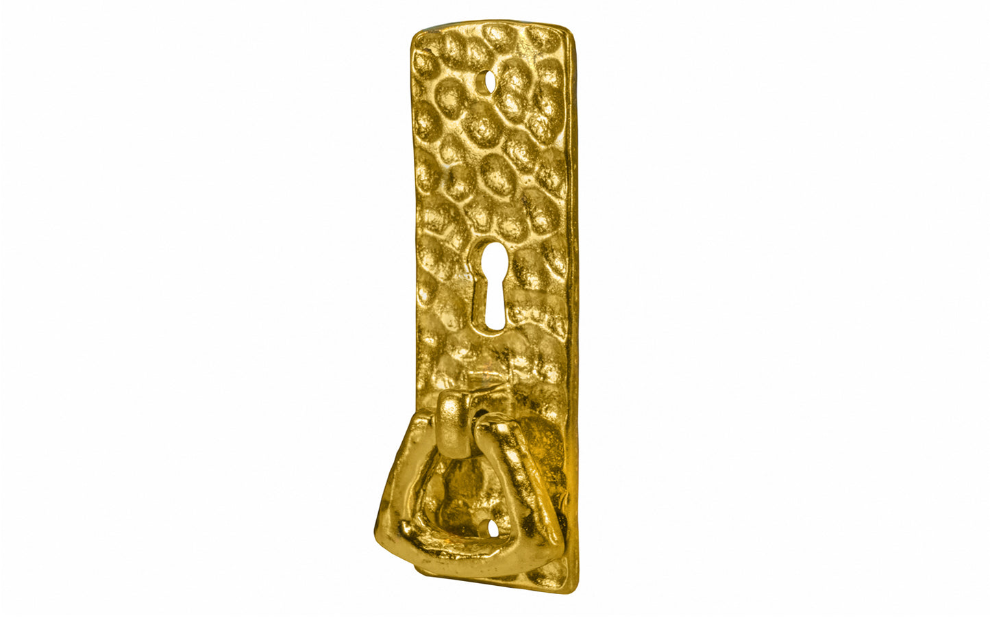 Vintage-style Hardware · Solid Brass Hammered Keyhole & Drop Pull. The finger pull has a hammered surface that gives a rustic & stylish look. Designed in the Mission or Arts & Crafts style, Gustav Stickley style hardware. Unlacquered brass (will patina naturally). Non-lacquered brass.