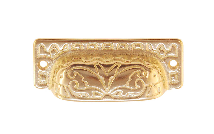 Solid Brass Eastlake-Style Bin Pull ~ Non-Lacquered Brass