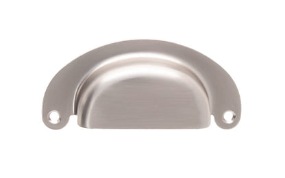 Vintage-style Hardware · Classic Brass Half-Round Bin Pull ~ 3" On Centers. Heavy gauge stamped brass. Brushed nickel finish. 3" center to center. Kitchen cabinet pull. Drawer pull handle. Authentic reproduction bin utility pull. Satin nickel cup bin pull.