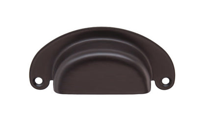 Vintage-style Hardware · Classic Brass Half-Round Bin Pull ~ 3" On Centers. Heavy gauge stamped brass. Oil rubbed bronze finish. 3" center to center. Kitchen cabinet pull. Drawer pull handle. Authentic reproduction bin utility pull. Cup bin pull.