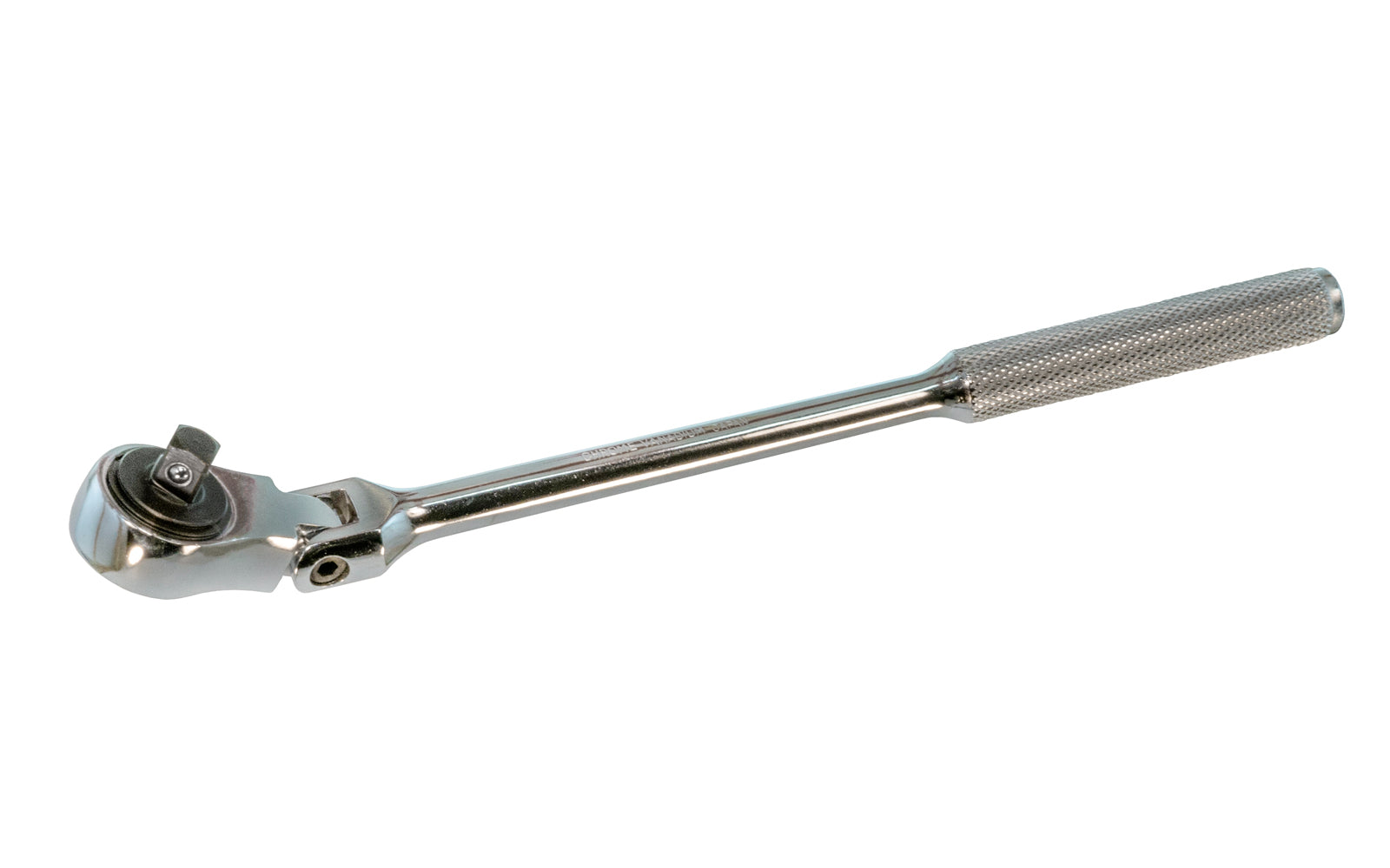 This 11" Ratchet Handle 3/8" Dr with Flex Head is made of Chrome Vanadium Steel with an etched steel handle for a good grip. Easy change reversible ratchet direction. 11" overall length. 3/8" drive. Flexible head. Japanese Ratchet Handle.   Made in Japan.