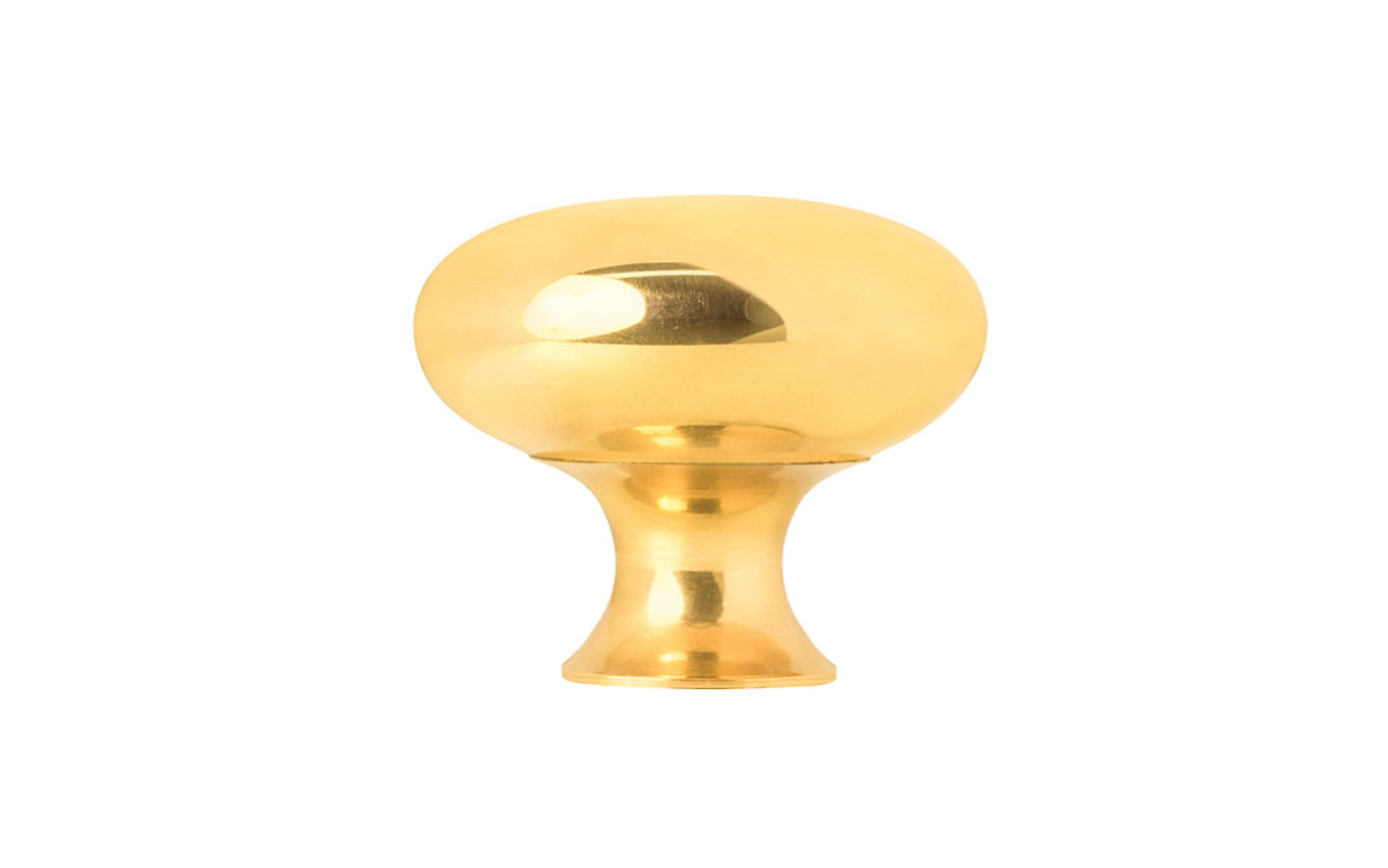 Vintage-style Hardware · Classic & traditional solid core unlacquered solid brass cabinet knob. 3/4" diameter knob. Made of a quality solid brass core, this stylish knob has a smooth & weighty feel & comes with an optional rosette backplate piece. Non-lacquered brass (the unlacquered brass will patina over time).