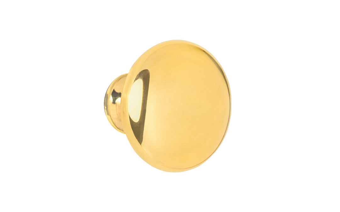 Vintage-style Hardware · Classic & traditional solid core unlacquered solid brass cabinet knob. 1" diameter knob. Made of a quality solid brass core, this stylish knob has a smooth & weighty feel & comes with an optional rosette backplate piece. Non-lacquered brass (the unlacquered brass will patina over time).