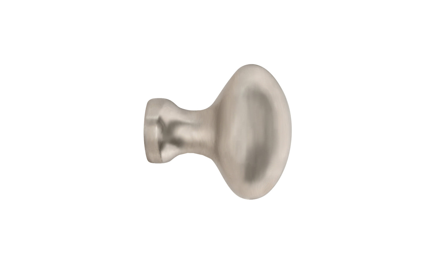 Vintage-style Hardware · Classic & Traditional Solid Brass Cabinet Oval Knob. 1" length size knob. Quality solid brass core, this stylish knob has a smooth & weighty fee. May be mounted vertically or horizontally. Great for kitchens, bathrooms, on furniture, cabinets, drawers, small doors, cabinet doors. Brushed Nickel Finish.