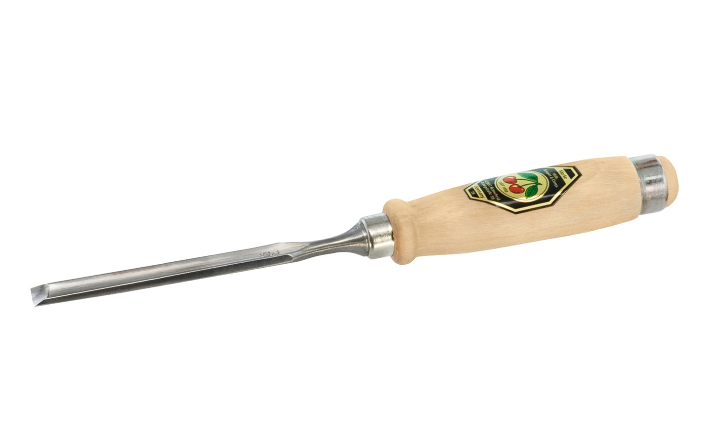 Model 1481-12MM. A 12 mm Incannel Gouge made by Two Cherries in Germany. It has an curve in the length of blade with the cutting bevel on the outside, known as an in-cannel gouge. Two Cherries Series 1481. Steel Ferrule. High carbon steel, Tempered to Rc61 Rockwell. Made in Germany. Inside cutting bevel. 4016649148627