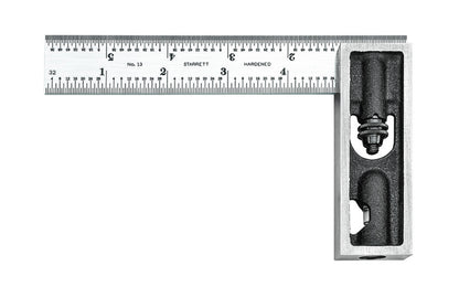 Starrett Inch Reading Double Square is very popular with machinists, toolmakers, & patternmakers. The sliding blades are adjustable making it practical for a wide variety of uses. The faces of the head are ground square. 6" Size. Model 13C. EDP 50111. Made in USA. 049659501117