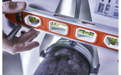Johnson Level 12" Magnetic Torpedo Level. Model No. 1421-1200. Top-read window for easy viewing. V-groove frame fits on pipe & conduit. 4 read plumb, level, 45° & "Multi-Pitch". 049448142118. 12" long level. Durable solid aluminum frame. "Multi-Pitch" vial read slope in 1/8" increments. Top-read window for easy viewing