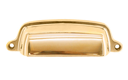 Vintage-style Hardware · Traditional & Classic Solid Brass Bin Pull. 4" On Centers. Made of high quality solid brass. 4" spacing of screw holes. Thick & smooth edges for a comfortable grip. Unlacquered brass hardware. Non-Lacquered Brass (will patina naturally over time)