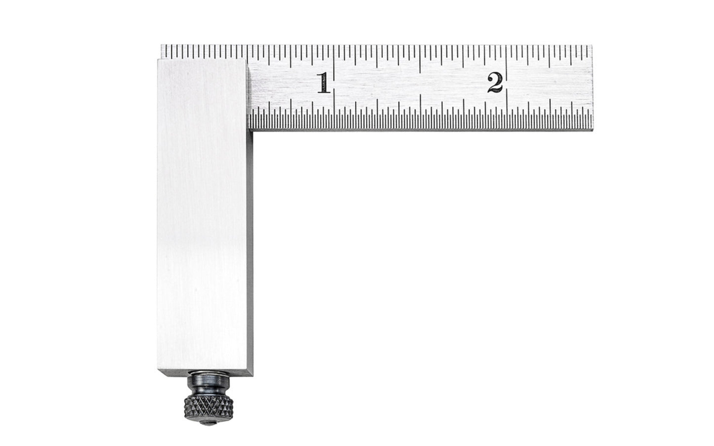 Starrett Inch Reading Double Steel Square Model 14A. Hardened & ground head & blade. Designed for tool & diemakers, the precision double steel square has an adjustable blade, ideal for tight fits. 2-1/2" with Graduated Blade. Made in USA. Starrett Sqaure. Made in USA. 049659501179