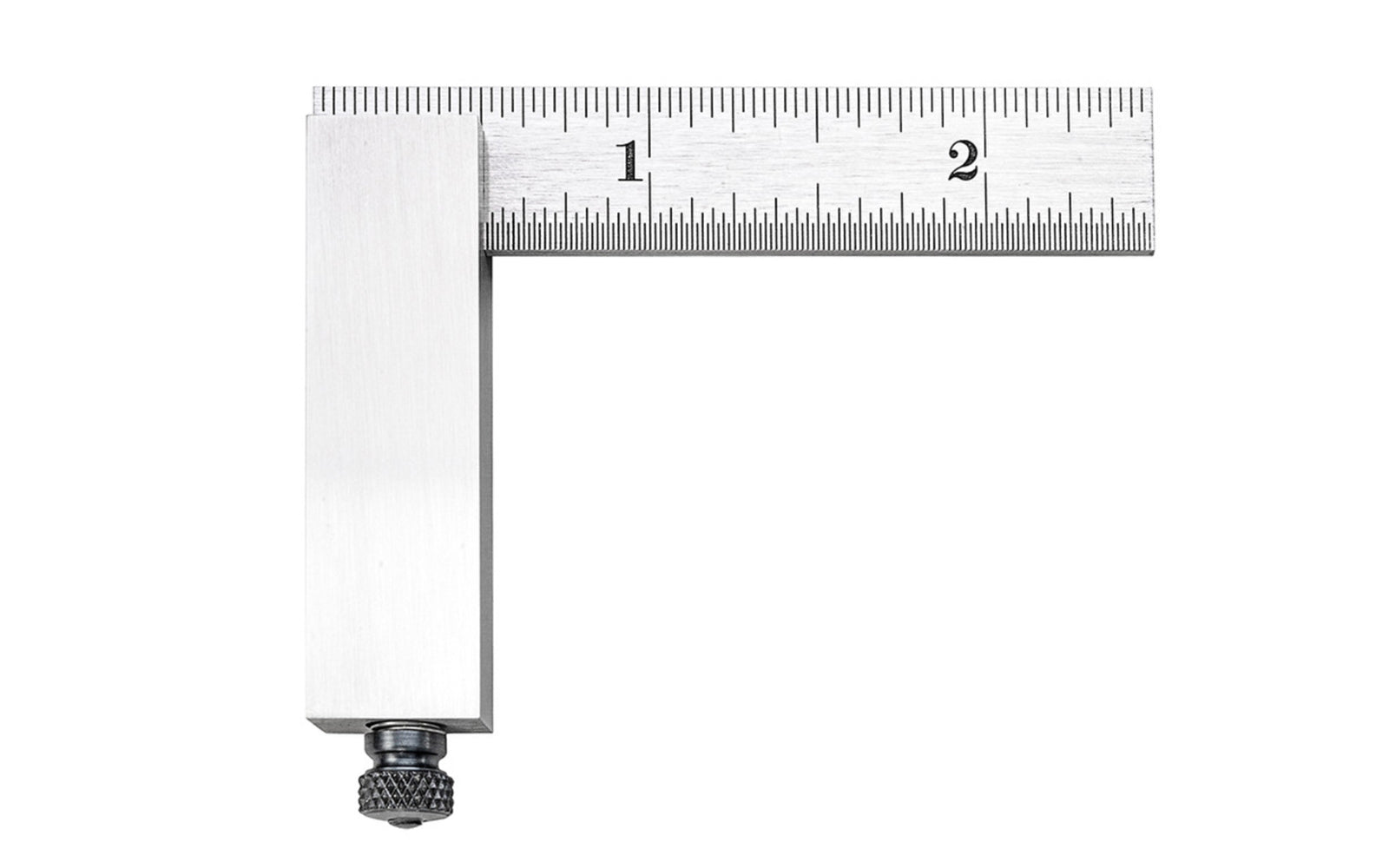 Starrett Inch Reading Double Steel Square Model 14A. Hardened & ground head & blade. Designed for tool & diemakers, the precision double steel square has an adjustable blade, ideal for tight fits. 2-1/2" with Graduated Blade. Made in USA. Starrett Sqaure. Made in USA. 049659501179