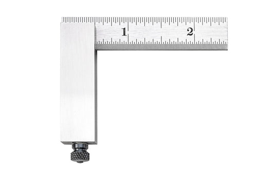 Starrett Inch Reading Double Steel Square Model 14A. Hardened & ground head & blade. Designed for tool & diemakers, the precision double steel square has an adjustable blade, ideal for tight fits. 2-1/2" with Graduated Blade. Made in USA. Starrett Sqaure. Made in USA. 049659501179