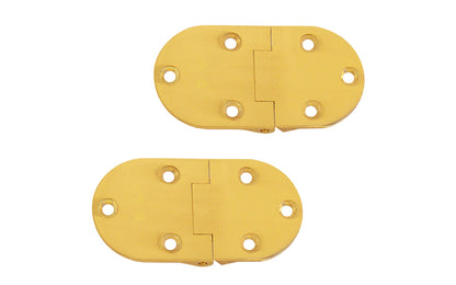 These Solid Brass Butler Tray Hinges have a flush opening, with a positive stop at 90°. High quality hinges made of solid brass material. 2-7/8" x 1-1/2" hinge size. Lacquered Brass Finish 