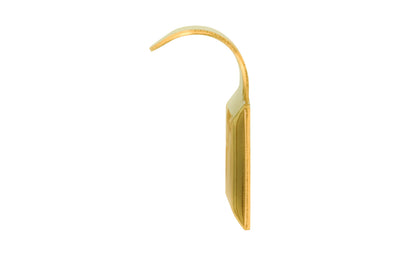 A classic & durable hook sash lift made of stamped brass with beveled edges. This traditional piece of hardware is used for sashes, windows, tambour drops. Hook-style sash lift. Unlacquered Brass (will patina over time). Non-Lacquered Brass.