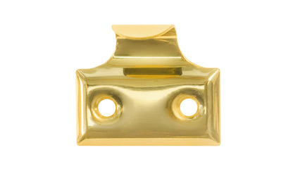 A classic & durable hook sash lift made of stamped brass with beveled edges. This traditional piece of hardware is used for sashes, windows, tambour drops. Hook-style sash lift. Lacquered Brass Finish.