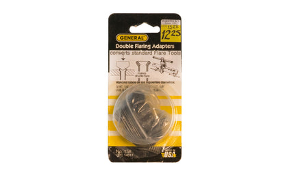 General Tools Double Flaring Adapters. Converts standard flare tools & makes a double flare. 3/16",  1/4",  5/16",  3/8",  7/16",  1/2",  5/8" sizes. Model No. 158. 038728140173.  Made in USA.