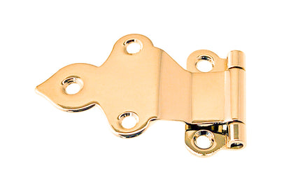 Vintage-style Hardware · Traditional & classic solid brass 3/8" offset style reversed pad Hoosier cabinet hinges. Non-lacquered brass ~ 1/16" leaf thickness gauge. 1-1/2" high  x  2-3/8" wide overall hinge size. Hoosier, Sellers, McDougall, Napanee, Wilson, Boone & others