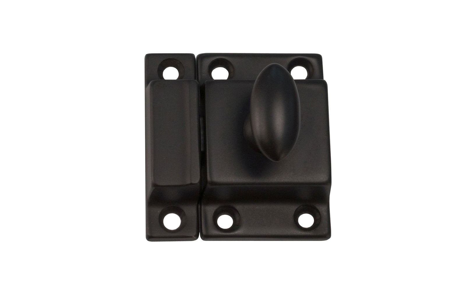 Vintage-style Hardware · Traditional & Solid Brass Cupboard Cabinet Latch ~ Small Size. 1-3/4" high x 1-1/8" wide. Made of solid brass material ~ Durable & strong spring loaded mechanism ~ Excellent for kitchens, cabinets, furniture, cupboards, bathrooms. Oil Rubbed Bronze Finish. Authentic reproduction hardware