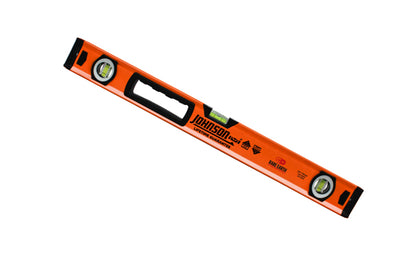 This Johnson Magnetic Aluminum Box Level comes equipped with solid block acrylic vials that won't fog, leak or break, & the shock absorbing endcaps protect the level if dropped, ensuring it stays accurate for life. 24" long level. Rare earth magnets on level hold to flat or round ferrous metal surfaces. Model 1721-2400 ~ 049448172122