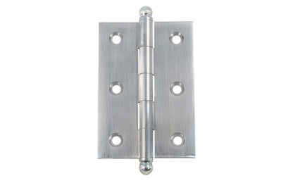 Classic Solid Brass Ball-Tip Cabinet Hinge ~ 2-1/2" x 1-3/4". Full mortise extruded hinges. 3/32" heavy duty leaf thickness gauge. Non-removable fixed hinge pin with ball tips. High quality thick cabinet hinge with ball tips. Brushed Chrome finish.