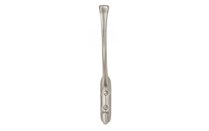 Vintage-style brushed nickel tree hook. Great for kitchens, bathrooms, hallways, hall trees, furniture, bedrooms. Made of solid brass material, the hook is durable for clothing, towels, bags. satin nickel finish. Timeless classic hook. Mission Style / Arts & Crafts, Craftsman Style. Reproduction Hardware.
