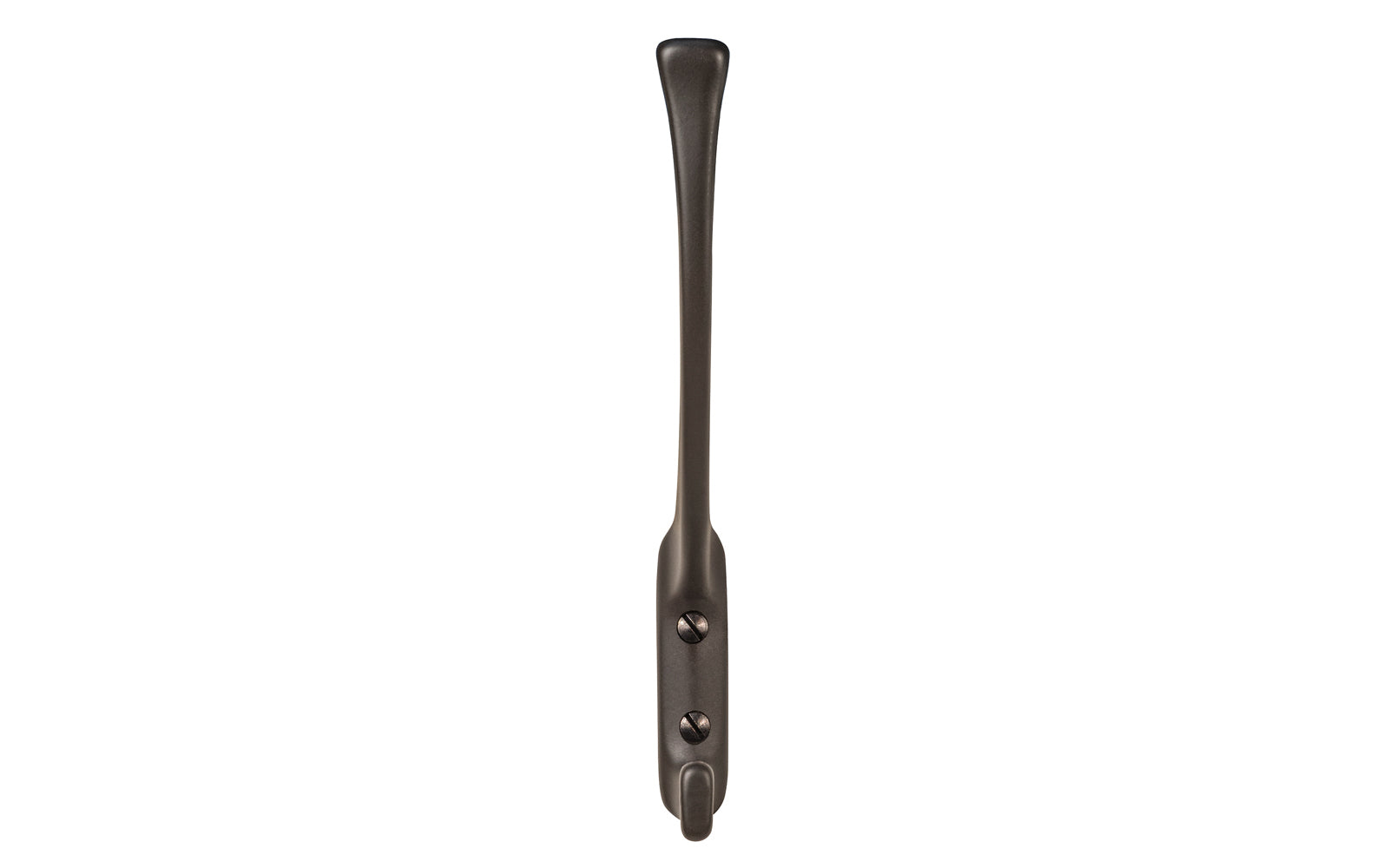 Vintage-style oil rubbed bronze hall tree hook. Great for kitchens, bathrooms, hallways, hall trees, furniture, bedrooms. Made of solid brass material, the hook is durable for clothing, towels, bags. Oil rubbed bronze finish. Timeless classic hook. Mission Style / Arts & Crafts, Craftsman Style. Reproduction Hardware.