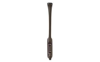 Vintage-style oil rubbed bronze hall tree hook. Great for kitchens, bathrooms, hallways, hall trees, furniture, bedrooms. Made of solid brass material, the hook is durable for clothing, towels, bags. Oil rubbed bronze finish. Timeless classic hook. Mission Style / Arts & Crafts, Craftsman Style. Reproduction Hardware.