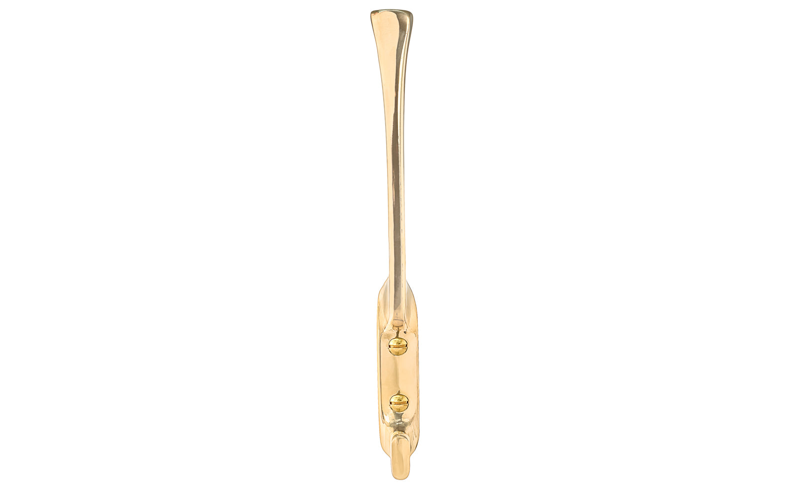 Vintage-style unlacquered brass hall tree hook. Great for kitchens, bathrooms, hallways, hall trees, furniture, bedrooms. Made of solid brass material, the hook is durable for clothing, towels, bags. Non-lacquered brass (will patina over time). Timeless classic hook. Mission Style / Arts & Crafts, Craftsman Style.