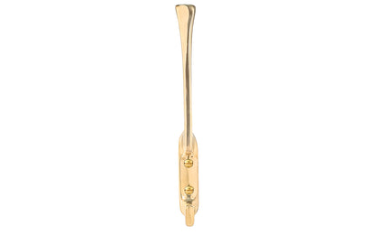 Vintage-style unlacquered brass hall tree hook. Great for kitchens, bathrooms, hallways, hall trees, furniture, bedrooms. Made of solid brass material, the hook is durable for clothing, towels, bags. Non-lacquered brass (will patina over time). Timeless classic hook. Mission Style / Arts & Crafts, Craftsman Style.
