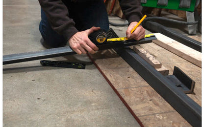 Johnson Level Model 1904-0700. Solid aluminum body with CNC machined edges for greater accuracy & durability. "EZ Read" laser etched graduations & numbers are highly visible. Thick edge useful as saw guide. Anti-glare protective coating. "Johnny Square". 2x4 board dimension markers. Johnson rafter square. 049448190409