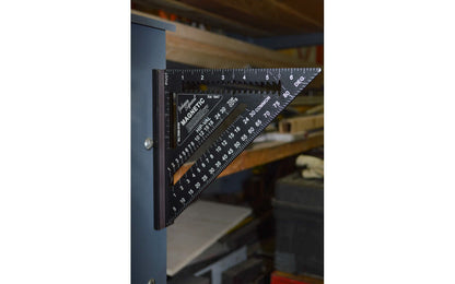 Johnson Level Model 1959-0700. Solid aluminum body with CNC machined edges for greater accuracy & durability. "EZ Read" laser etched graduations & numbers are highly visible. Anti-glare protective coating. Magnetic "Johnny Square". 2x4 board dimension markers. Johnson magnetic rafter square. 049448195909