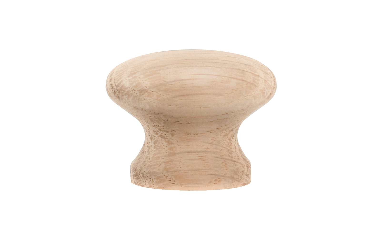 A classic oak wood round cabinet knob, & may be stained, painted, or varnished if desired. Late 19th Century, American-Oak, Craftsman style of hardware. Great for a wide variety of uses including drawers, kitchen cabinets, smaller doors, furniture, cabinet doors. 1-1/4" diameter knob.