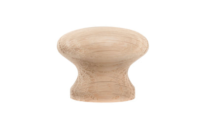 A classic oak wood round cabinet knob, & may be stained, painted, or varnished if desired. Late 19th Century, American-Oak, Craftsman style of hardware. Great for a wide variety of uses including drawers, kitchen cabinets, smaller doors, furniture, cabinet doors. 1-1/4" diameter knob.