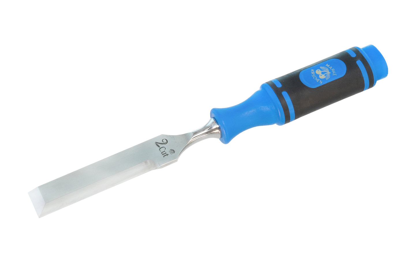 Made in Germany ~ Double-edged Multi-Chisel "2-Cut" made by Two Cherries in Germany. Multiple use with the cutting edges ground on both sides. Front cutting edge is a 26 mm width for chiseling & mortising.  Side cutting edge is an extra long 90 mm for many cutting purposes. Two Cherries Model No. 1009. 4016649100922. 