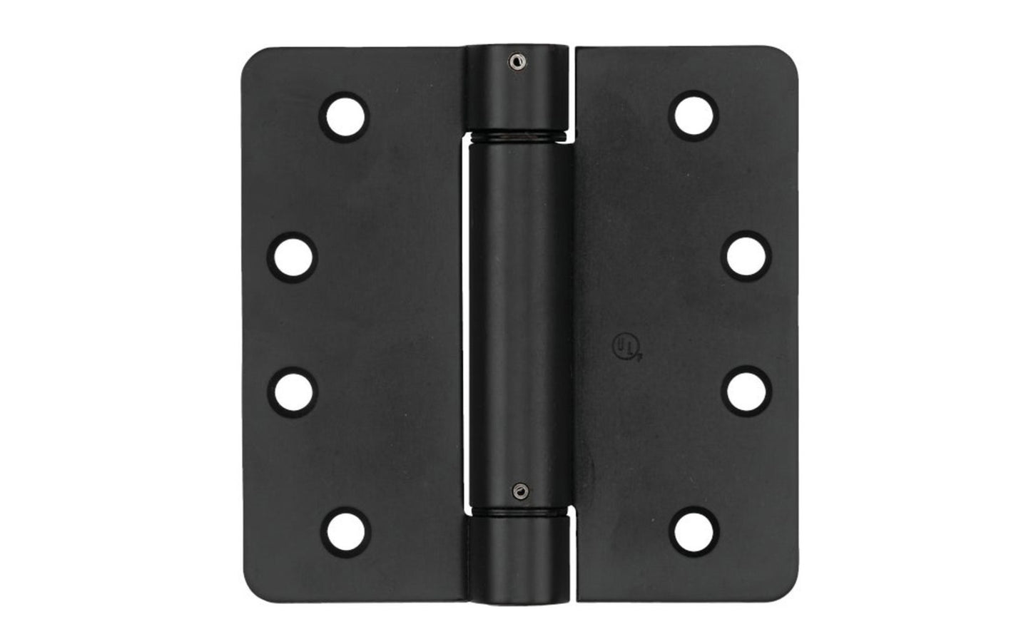 This 4" Oil Rubbed Bronze Finish Spring Hinge is designed for hanging self-closing doors in basements, stairways, garages, & entrances, etc. Can be used in residential, commercial, & apartment buildings. Hinge is UL approved for fire doors. Closing speed is adjustable. Fits standard hinge cutout. 1/4" radius, round corner automatic door-closing spring hinge. Oil Rubbed Bronze Finish on cold-rolled steel material. Sold as a single hinge in pack.  National Hardware Model No. N350-850.