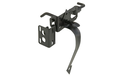 This Black Finish Gate Latch Set works like a heavy-duty barrel bolt plus deadbolt. Operates with thumb latch when in unsecured position. For use on in-swinging or out-swinging gates. Bolt can be padlocked. Fits gate up to 3" thick. National Hardware Catalog Model No. N178-616. 038613178618