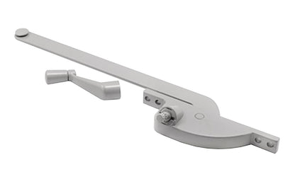 Right-Hand Teardrop Type Casement Operator. Made of Aluminum material. For metal casement window. 9" steel constructed arm. 5/16" spindle, mounts on 3-7/8" or 4-3/4" hole spacings. Contains 1 operator with matching crank handle & mounting screws. Made by Prime Line. 049793035080. Model H 3508.