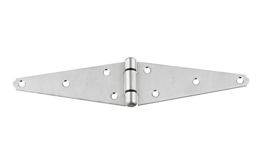 Heavy duty stainless strap hinge is for applications with wide mounting surfaces. Tight pin for right or left hand applications. Rust-resistant; ACQ safe - safe for use with premium woods like cedar & redwood. Bearing design eliminates metal-to-metal contact for smooth, quiet operation. 6" Size