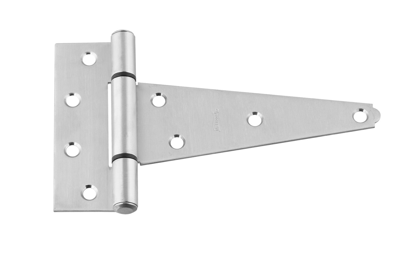 Heavy duty stainless T-hinge is for applications with wide mounting surfaces. Tight pin for right or left hand applications. Rust-resistant; ACQ safe - safe for use with premium woods like cedar & redwood. Bearing design eliminates metal-to-metal contact for smooth, quiet operation. Available in 4", 6", 8" & 10" sizes
